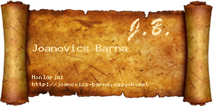 Joanovics Barna névjegykártya